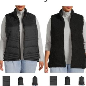 Quilted Puffer Reversible Faux Sherpa Vest